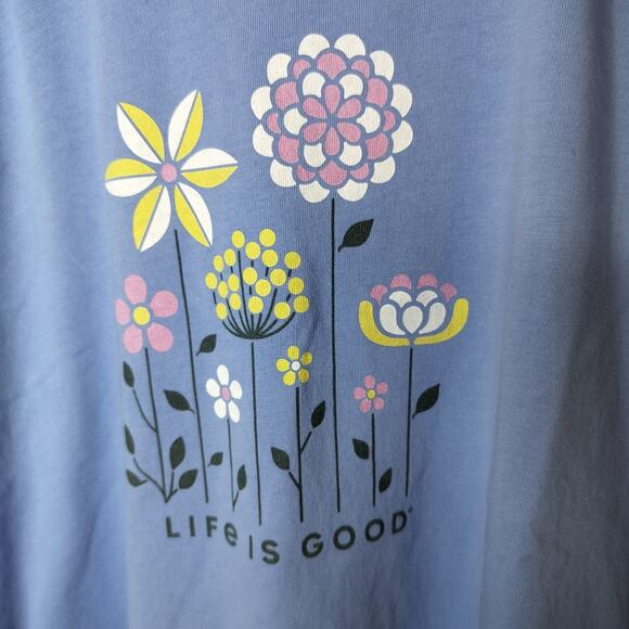 Life is Good Crusher Tee Shirt Flowers Floral Spring - Picture 5 of 8